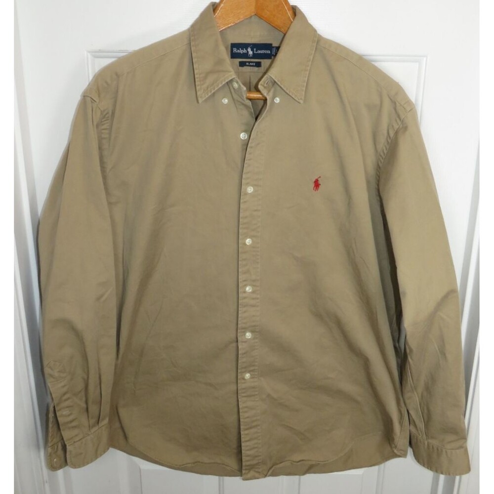 Polo Ralph Lauren Blake Oxford Button Down Shirt Light Brown/Red Pony Size LG